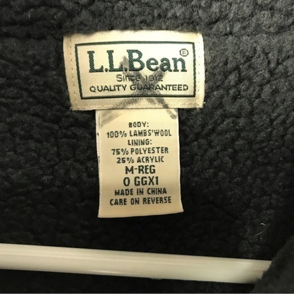 LL Bean grey Fleece Lined Lambswool Knit full zip Jacket men’s size Medium - Picture 6 of 6